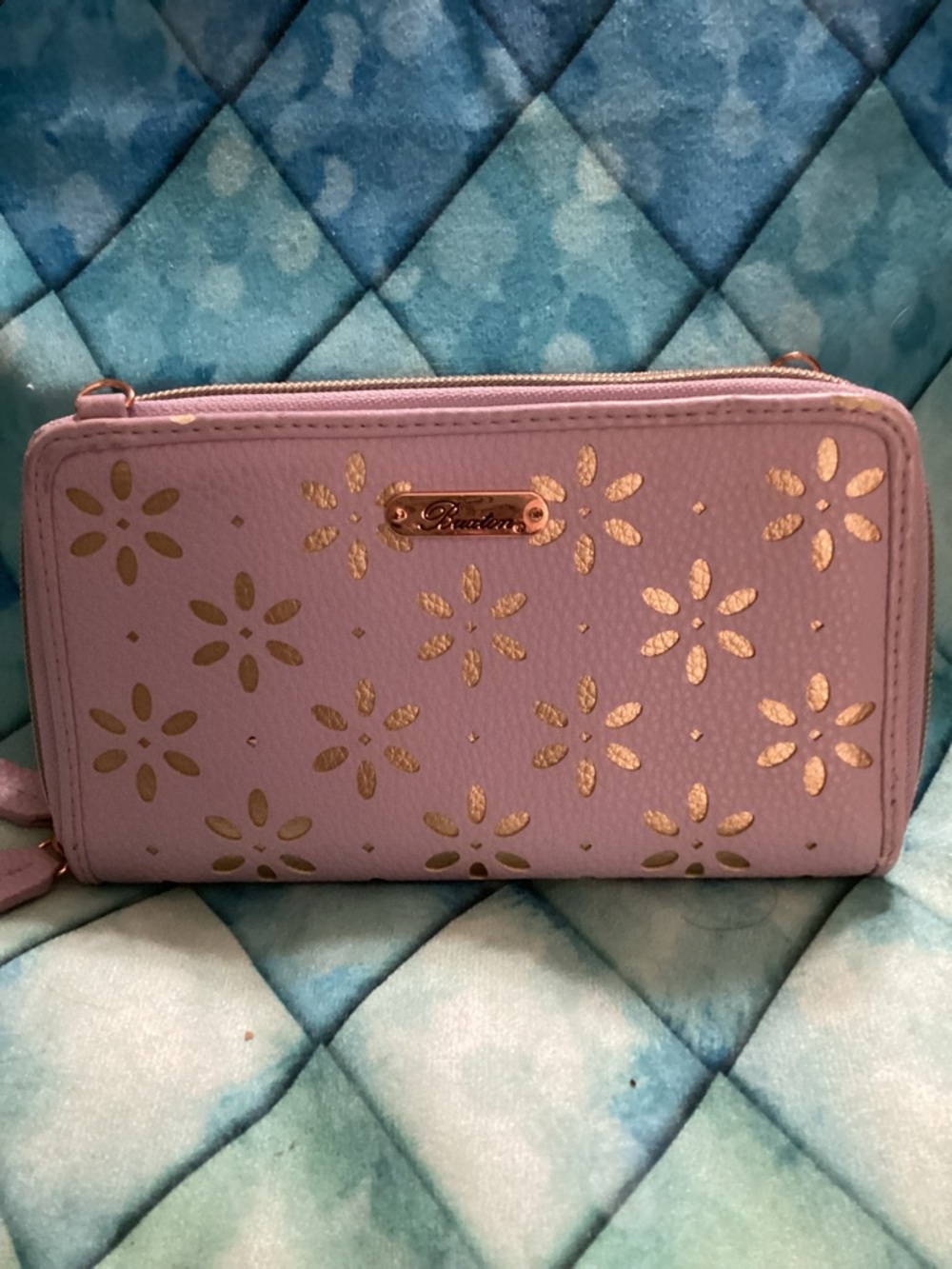 Buxton Lavender Wallet with Gold Floral Cutouts